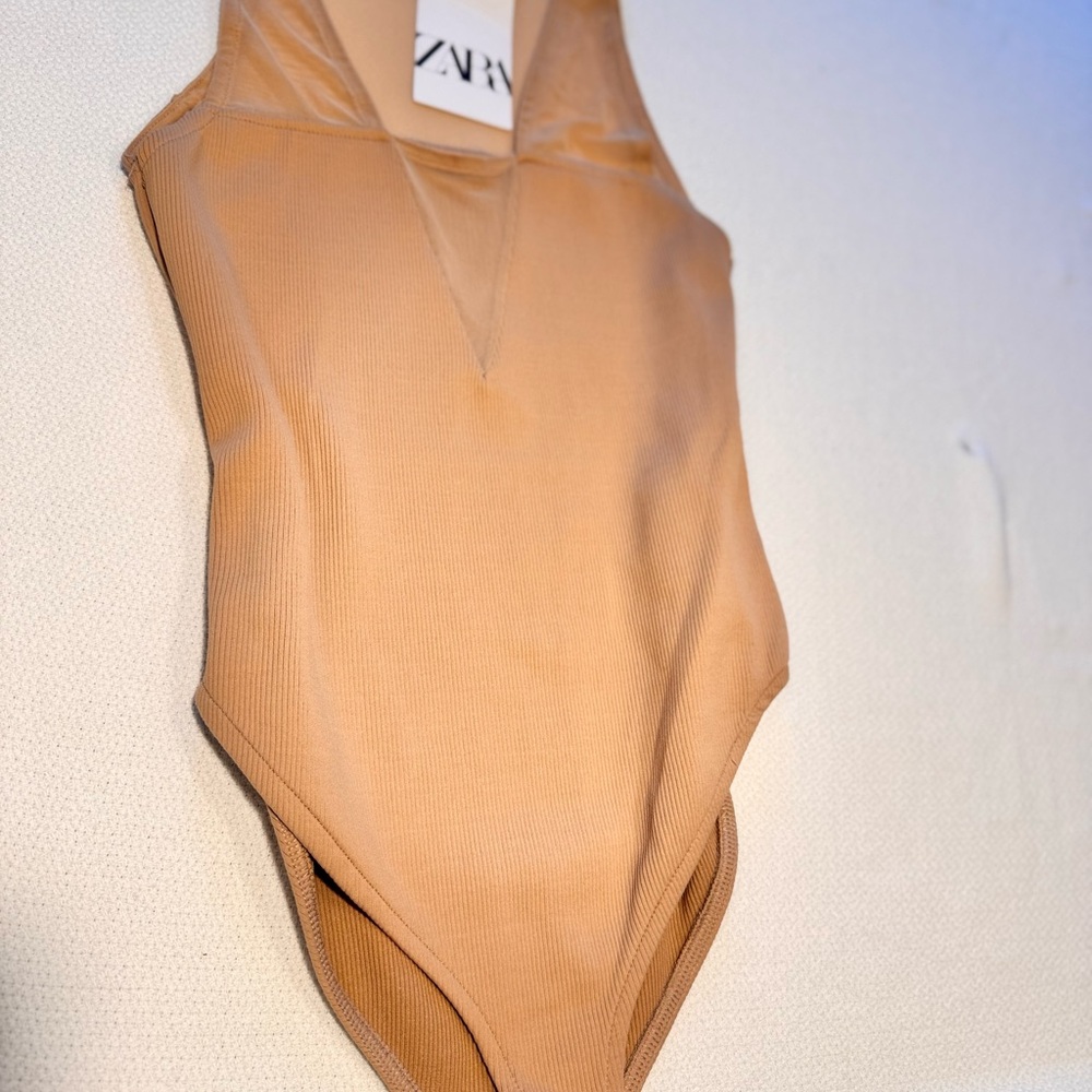 Zara Beige Sleeveless bodysuit